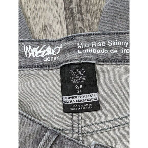 (3/$35) Mossimo Size 2 R Pockets Power Stretch Mid Rise Skinny Denim Grey Jeans - Picture 4 of 10